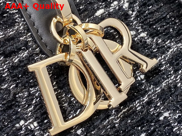 Dior Medium Dior Toujours Bag in Black Tweed with White Cannage Motif Replica