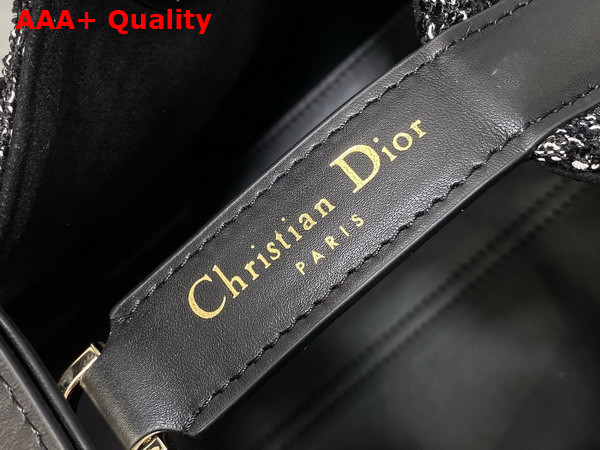 Dior Medium Dior Toujours Bag in Black Tweed with White Cannage Motif Replica