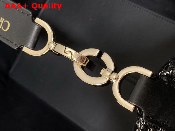 Dior Medium Dior Toujours Bag in Black Tweed with White Cannage Motif Replica