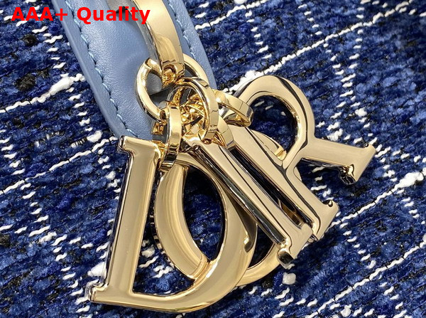 Dior Medium Dior Toujours Bag in Blue Tweed with White Cannage Motif Replica