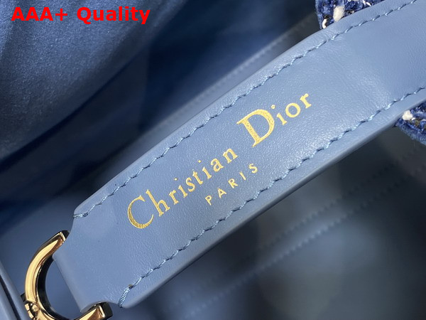 Dior Medium Dior Toujours Bag in Blue Tweed with White Cannage Motif Replica