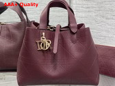 Dior Medium Dior Toujours Bag in Burgundy Flat Macrocannage Calfskin Replica