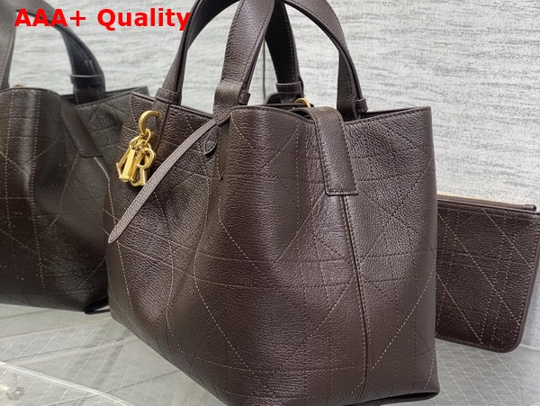 Dior Medium Dior Toujours Bag in Chocolate Brown Flat Macrocannage Calfskin Replica