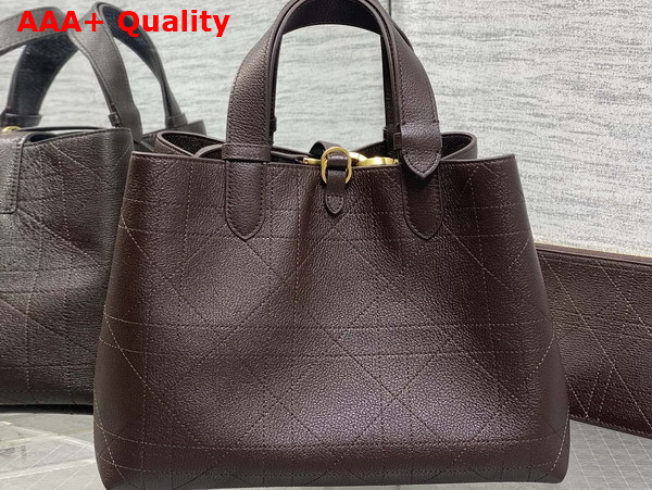 Dior Medium Dior Toujours Bag in Chocolate Brown Flat Macrocannage Calfskin Replica