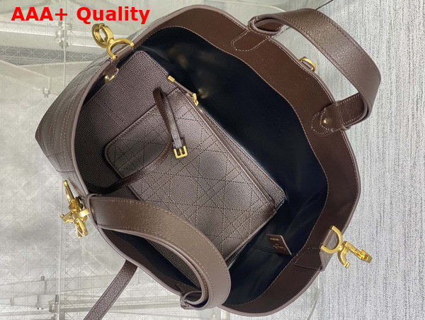 Dior Medium Dior Toujours Bag in Chocolate Brown Flat Macrocannage Calfskin Replica