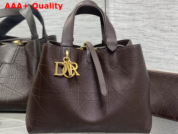Dior Medium Dior Toujours Bag in Chocolate Brown Flat Macrocannage Calfskin Replica
