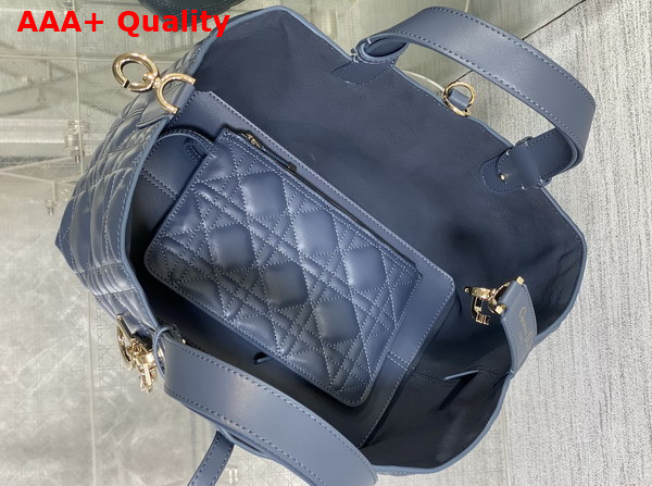 Dior Medium Dior Toujours Bag in Deep Ocean Blue Macrocannage Calfskin Replica
