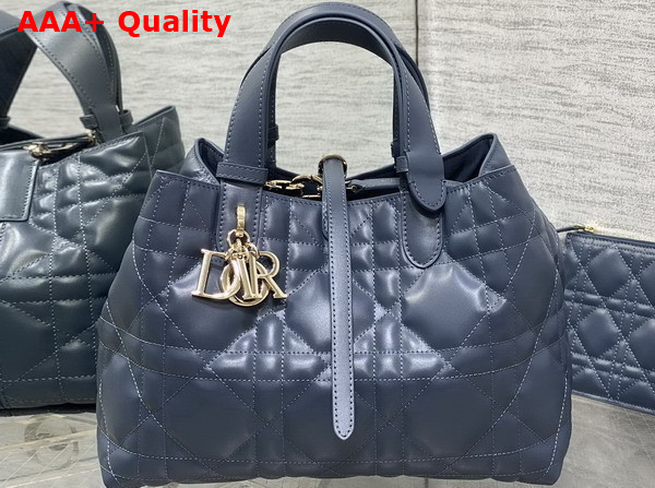 Dior Medium Dior Toujours Bag in Deep Ocean Blue Macrocannage Calfskin Replica