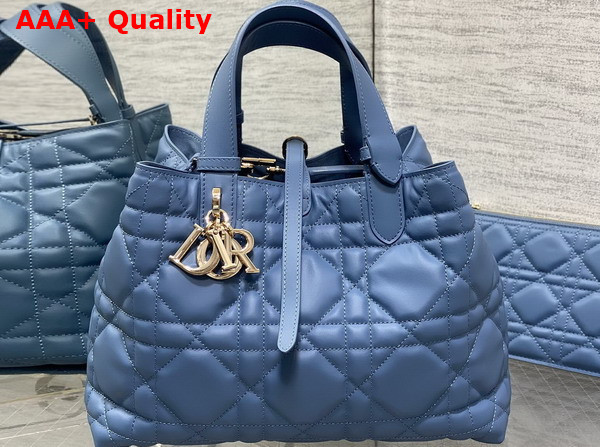 Dior Medium Dior Toujours Bag in Light Blue Macrocannage Calfskin Replica