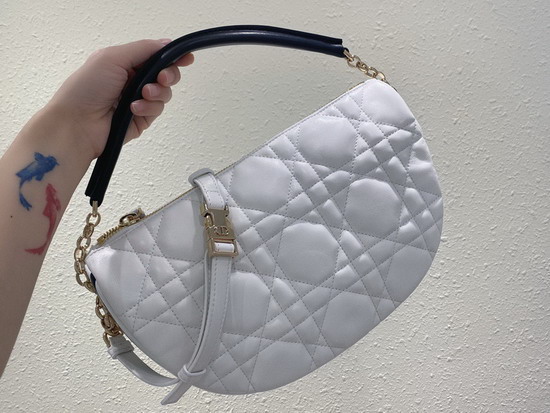 Dior Medium Dior Vibe Hobo Bag White Cannage Lambskin Replica