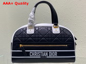 Dior Medium Dior Vibe Zip Bowling Bag Black and White Padded Macrocannage Calfskin Replica