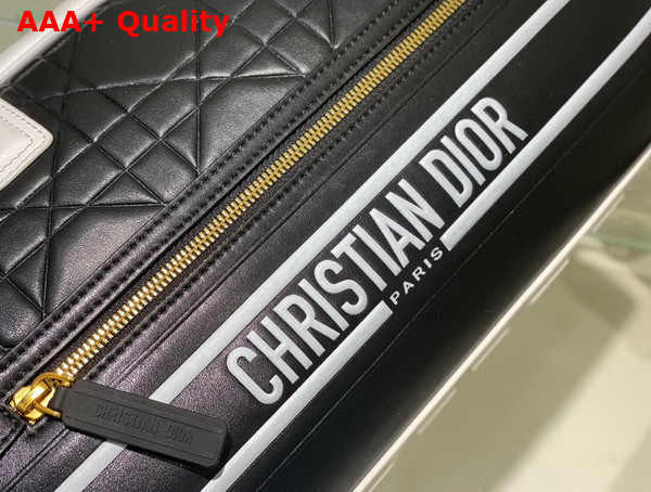 Dior Medium Dior Vibe Zip Bowling Bag Black and White Padded Macrocannage Calfskin Replica
