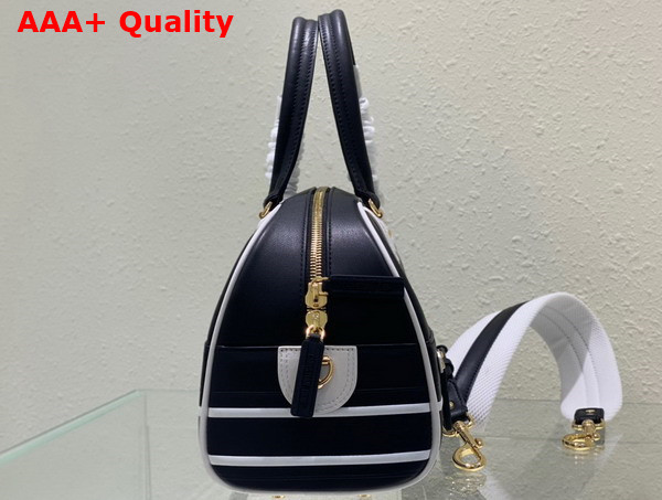 Dior Medium Dior Vibe Zip Bowling Bag Black and White Smooth Calfskin Replica