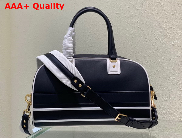 Dior Medium Dior Vibe Zip Bowling Bag Black and White Smooth Calfskin Replica