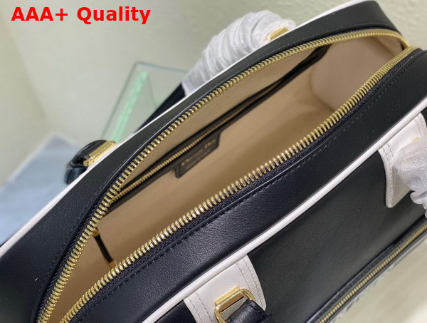 Dior Medium Dior Vibe Zip Bowling Bag Black and White Smooth Calfskin Replica