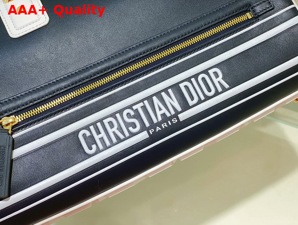 Dior Medium Dior Vibe Zip Bowling Bag Blue and White Smooth Calfskin Replica