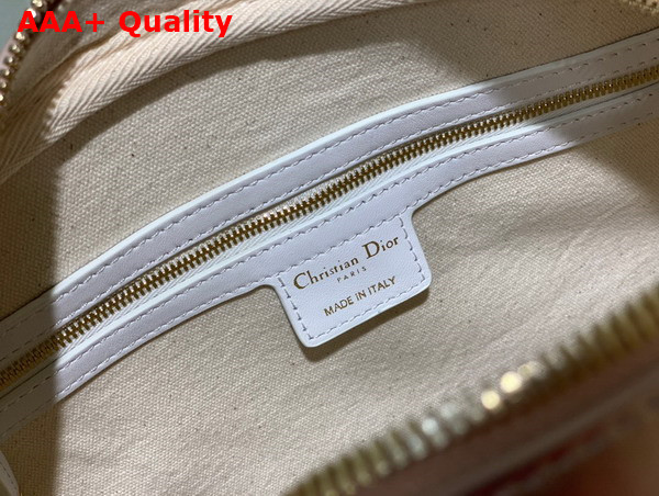 Dior Medium Dior Vibe Zip Bowling Bag White and Gold Padded Macrocannage Calfskin Replica