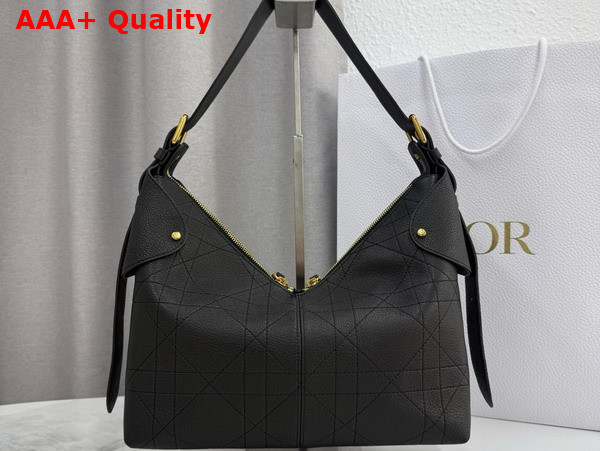 Dior Medium Dior Voyage Bag in Black Flat Macrocannage Grained Calfskin Replica