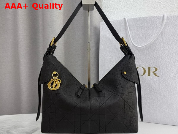 Dior Medium Dior Voyage Bag in Black Flat Macrocannage Grained Calfskin Replica