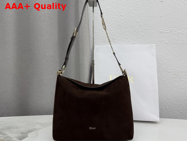 Dior Medium Diorly Bag Chocolate Suede Calfskin Replica