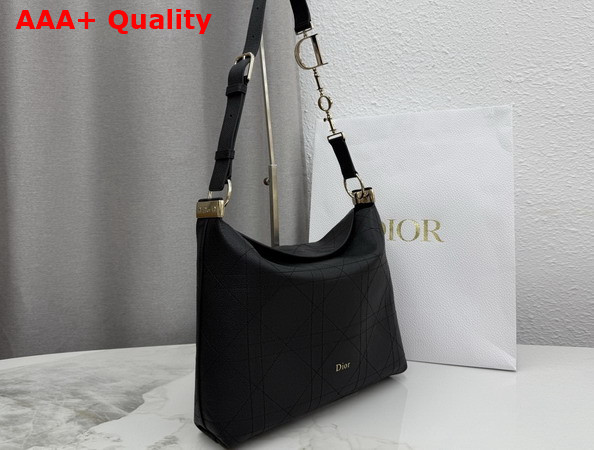 Dior Medium Diorly Bag in Black Flat Cannage Calfskin Replica