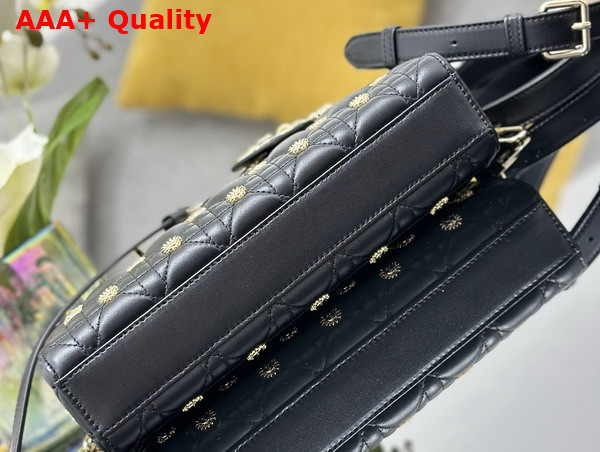 Dior Medium Lady D Joy Bag Black Cannage Lambskin with Gold Finish Sun Studs Replica