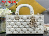 Dior Medium Lady D Joy Bag Latte Cannage Lambskin with Gold Finish Sun Studs Replica