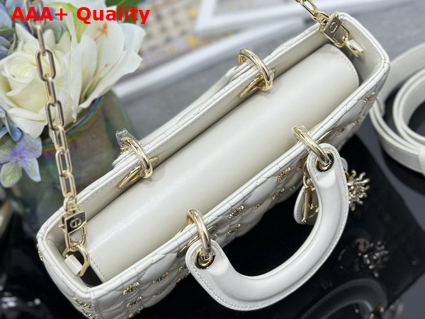 Dior Medium Lady D Joy Bag Latte Cannage Lambskin with Gold Finish Sun Studs Replica