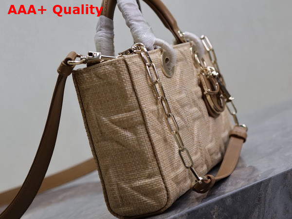 Dior Medium Lady D Joy Bag in Beige Graphic Cannage Raffia Replica