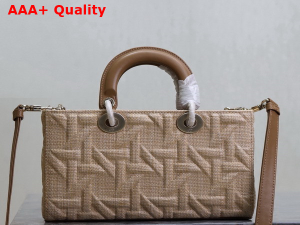 Dior Medium Lady D Joy Bag in Beige Graphic Cannage Raffia Replica