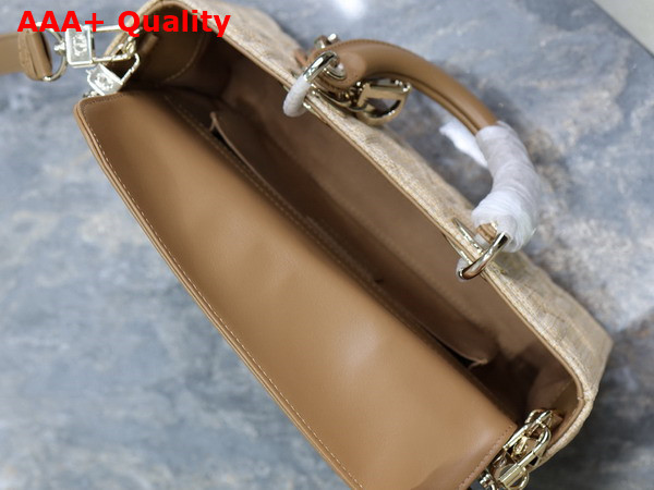 Dior Medium Lady D Joy Bag in Beige Graphic Cannage Raffia Replica