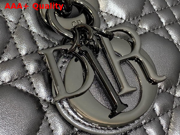 Dior Medium Lady D Joy Bag in Gun Metal Cannage Lambskin Replica