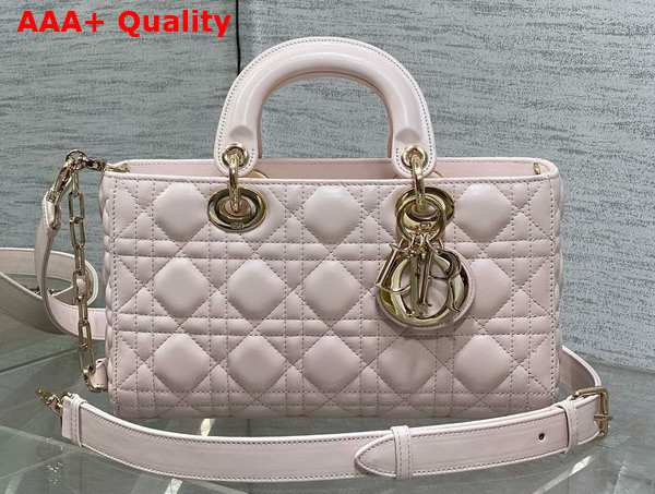 Dior Medium Lady D Joy Bag in Pale Pink Cannage Lambskin Replica