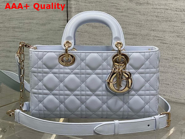 Dior Medium Lady D Joy Bag in Shirt Blue Cannage Lambskin Replica