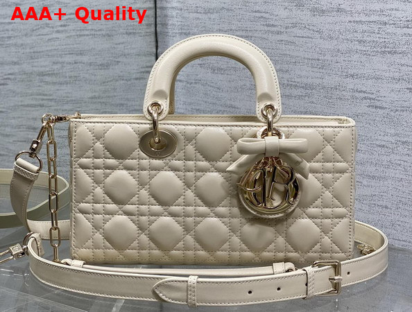 Dior Medium Lady D Joy Bag in Trench Cannage Lambskin with Leather Bow Replica