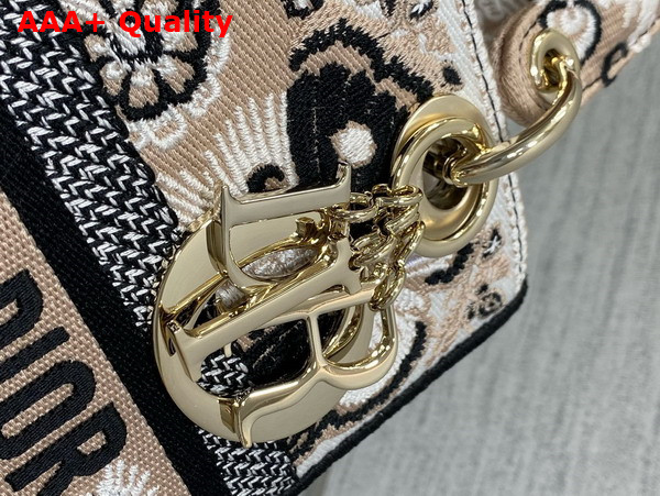 Dior Medium Lady D Lite Bag Beige Multicolor Butterfly Bandana Embroidery Replica