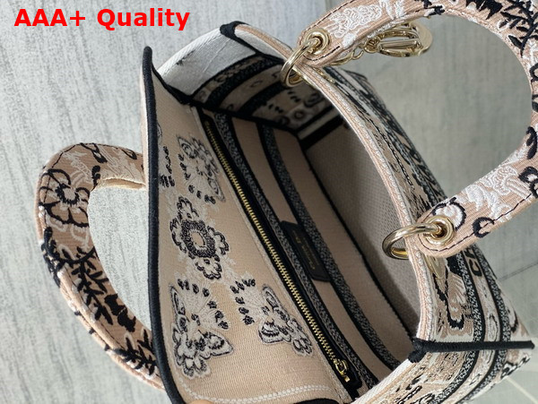 Dior Medium Lady D Lite Bag Beige Multicolor Butterfly Bandana Embroidery Replica