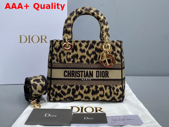 Dior Medium Lady D Lite Bag Beige Multicolor Mizza Embroidery Replica