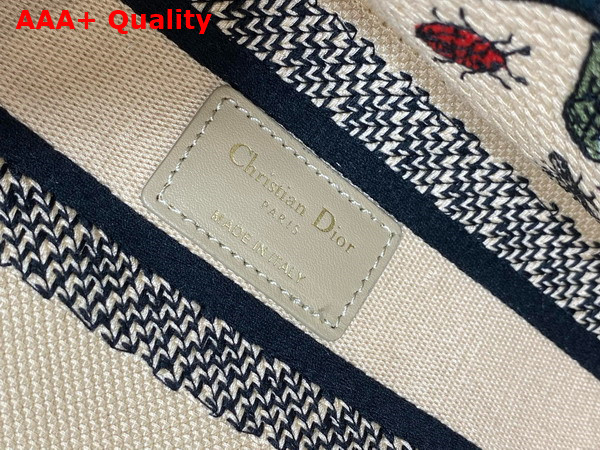 Dior Medium Lady D Lite Bag Beige Raffia with Multicolor Dior Cabinet de Curiosites Embroidery Replica
