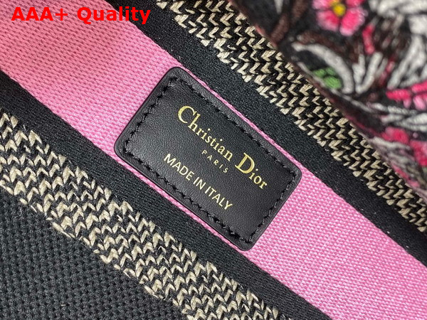 Dior Medium Lady D Lite Bag Black Embroidery with Multicolor Dior Around the World Motif Replica