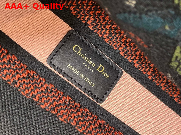 Dior Medium Lady D Lite Bag Black Embroidery with Multicolor Dior Cabinet de Curiosites Motif Replica