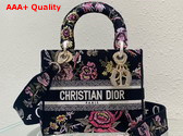 Dior Medium Lady D Lite Bag Black Multicolor Dior Jardin Botanique Embroidery Replica