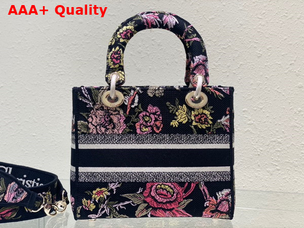 Dior Medium Lady D Lite Bag Black Multicolor Dior Jardin Botanique Embroidery Replica