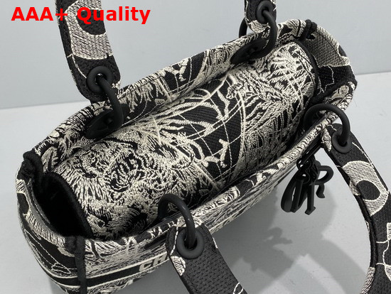 Dior Medium Lady D Lite Bag Black and White Dior Around the World Embroidery Replica