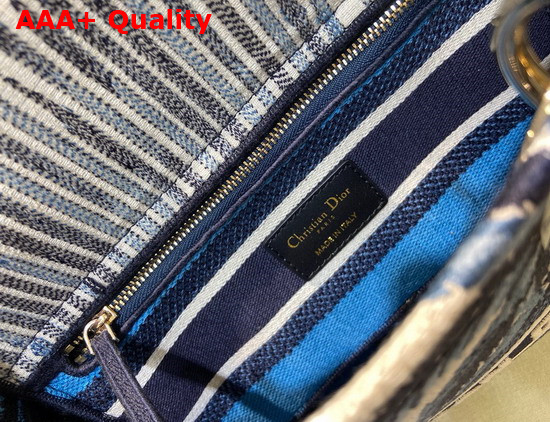 Dior Medium Lady D Lite Bag Blue Dior Palms Embroidery Replica