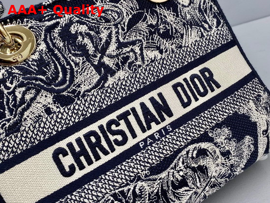 Dior Medium Lady D Lite Bag Blue Toile de Jouy Reverse Embroidery Replica