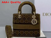 Dior Medium Lady D Lite Bag Brown Cannage Embroidered Velvet Replica
