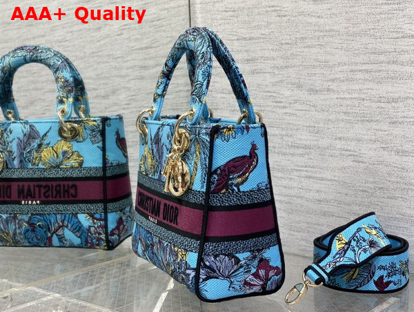 Dior Medium Lady D Lite Bag Celestial Blue Multicolor Toile de Jouy Voyage Embroidery Replica