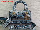 Dior Medium Lady D Lite Bag Denim Blue Multicolor Butterfly Bandana Embroidery Replica