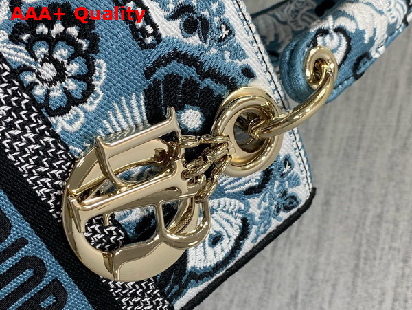 Dior Medium Lady D Lite Bag Denim Blue Multicolor Butterfly Bandana Embroidery Replica